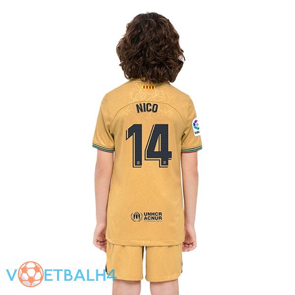 FC Barcelona (Nico 14) kinderen voetbal jersey uit geel 2022/2023