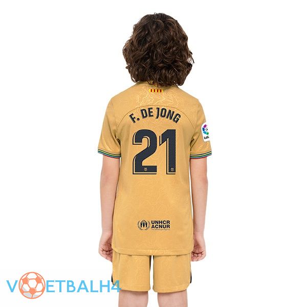 FC Barcelona (Frenkie de Jong 21) kinderen voetbal jersey uit geel 2022/2023