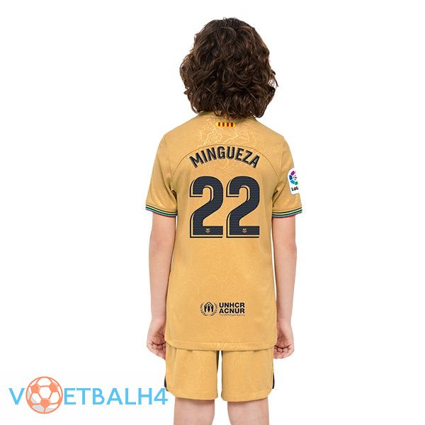 FC Barcelona (Mingueza 22) kinderen voetbal jersey uit geel 2022/2023