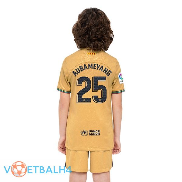 FC Barcelona (Aubameyang 25) kinderen voetbal jersey uit geel 2022/2023