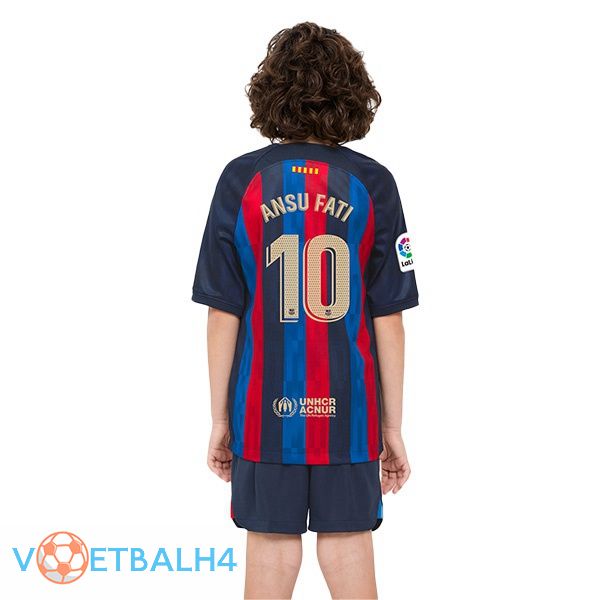 FC Barcelona (Ansu Fati 10) kinderen voetbal jerseys thuis rood blauw 2022-2023