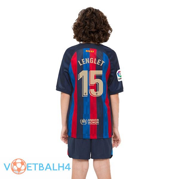 FC Barcelona (Clément Lenglet 15) kinderen voetbal jerseys thuis rood blauw 2022-2023