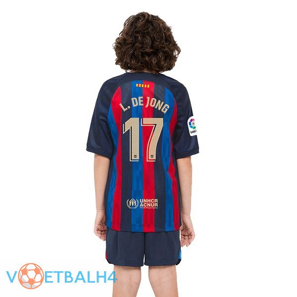 FC Barcelona (Luuk de Jong 17) kinderen voetbal jerseys thuis rood blauw 2022-2023