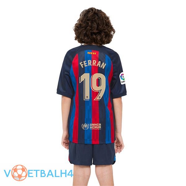 FC Barcelona (Ferran 19) kinderen voetbal jerseys thuis rood blauw 2022-2023