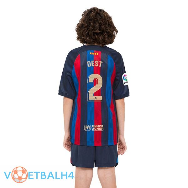 FC Barcelona (Dest 2) kinderen voetbal jerseys thuis rood blauw 2022-2023