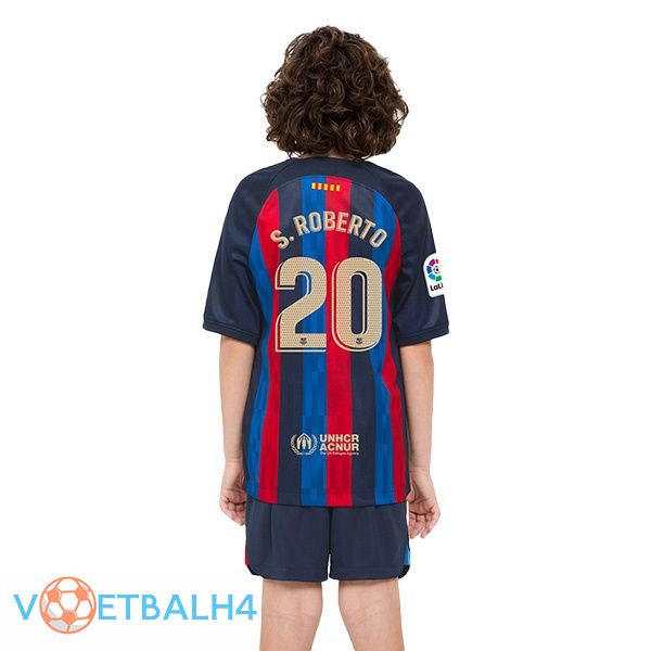 FC Barcelona (Sergi Roberto 20) kinderen voetbal jerseys thuis rood blauw 2022-2023