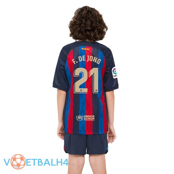 FC Barcelona (Frenkie de Jong 21) kinderen voetbal jerseys thuis rood blauw 2022-2023