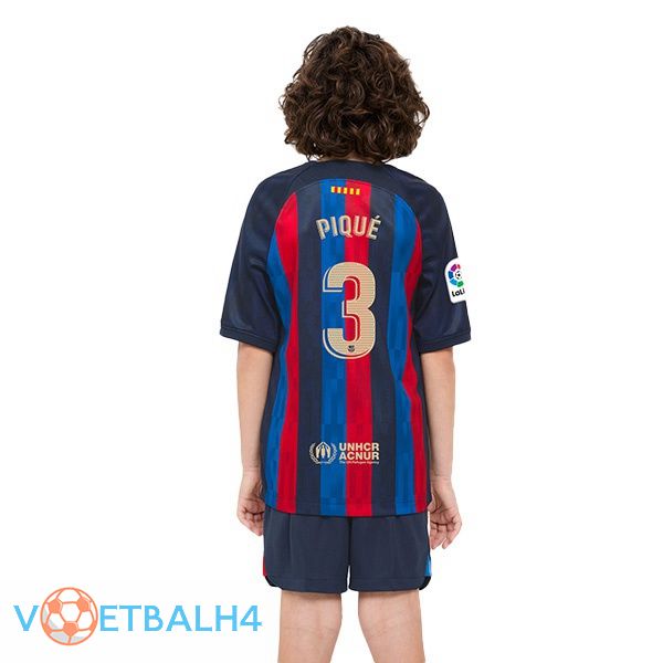 FC Barcelona (Gerard Piqué 3) kinderen voetbal jerseys thuis rood blauw 2022-2023