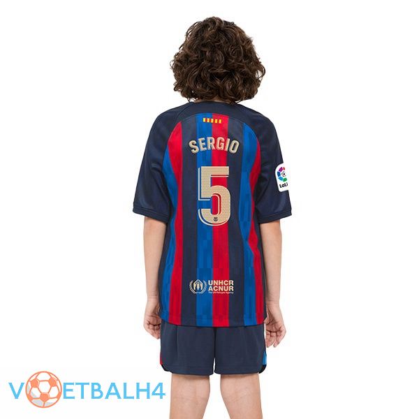 FC Barcelona (Sergio 5) kinderen voetbal jerseys thuis rood blauw 2022-2023