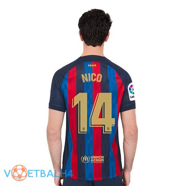 FC Barcelona (Nico 14) voetbal jerseys thuis rood blauw 2022-2023