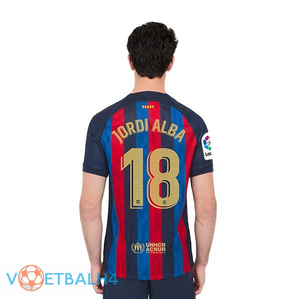 FC Barcelona (Jordi Alba 18) voetbal jerseys thuis rood blauw 2022-2023