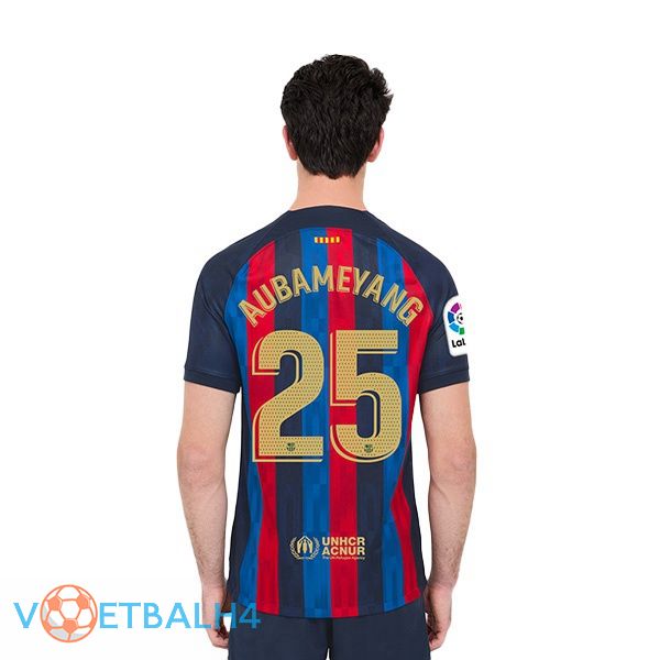 FC Barcelona (Aubameyang 25) voetbal jerseys thuis rood blauw 2022-2023