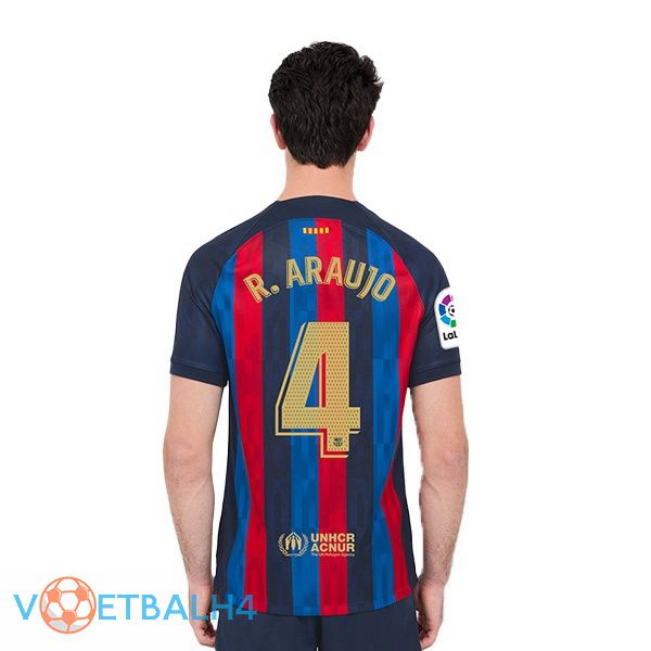 FC Barcelona (R. Araujo 4) voetbal jerseys thuis rood blauw 2022-2023