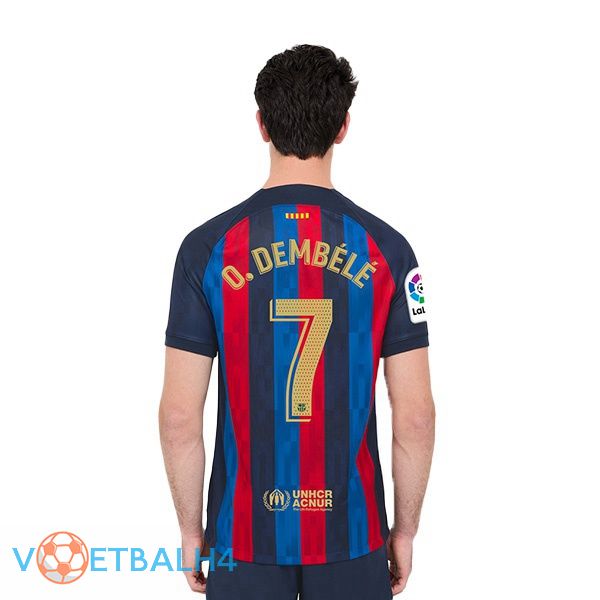 FC Barcelona (Ousmane Dembélé 7) voetbal jerseys thuis rood blauw 2022-2023