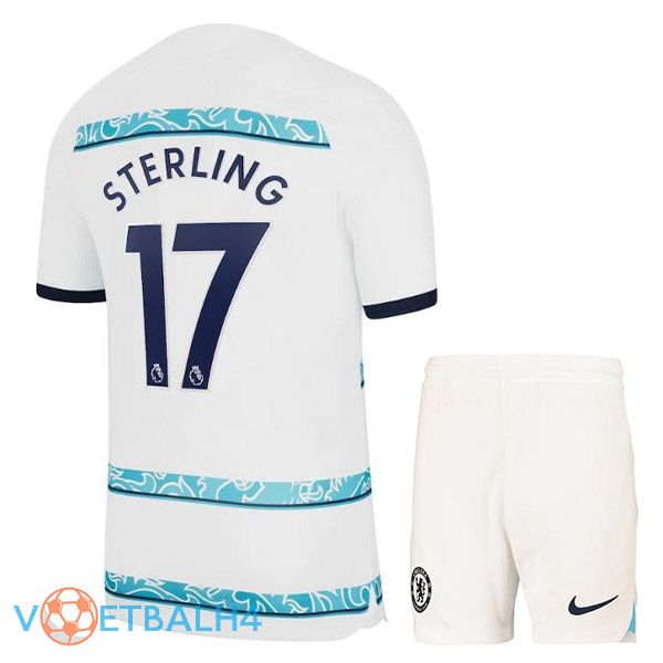 FC Chelsea (STERLING 17) kinderen voetbal jerseys uit wit 2022-2023