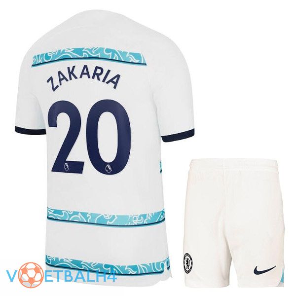 FC Chelsea (ZAKARIA 20) kinderen voetbal jerseys uit wit 2022-2023