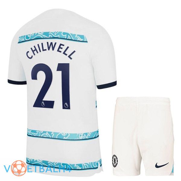 FC Chelsea (CHILWELL 21) kinderen voetbal jerseys uit wit 2022-2023