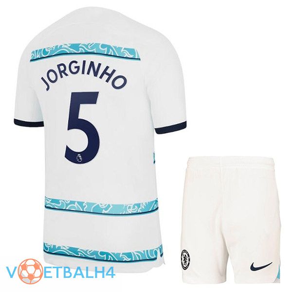 FC Chelsea (JORGINHO 5) kinderen voetbal jerseys uit wit 2022-2023