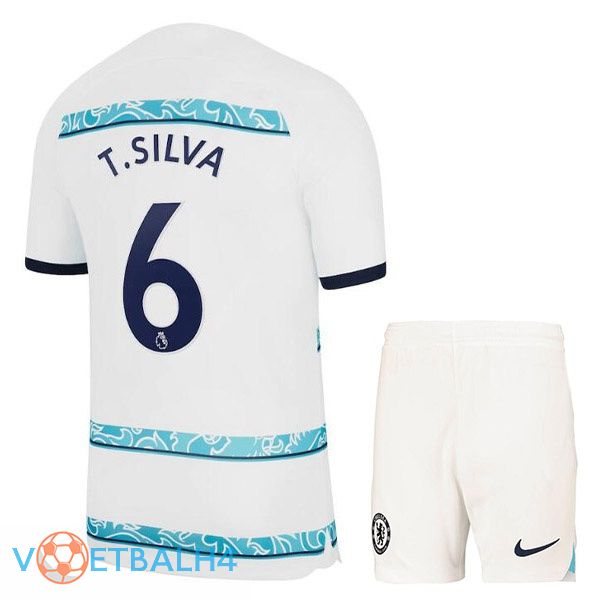 FC Chelsea (T. SILVA 6) kinderen voetbal jerseys uit wit 2022-2023