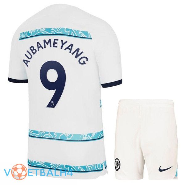 FC Chelsea (AUBAMEYANG 9) kinderen voetbal jerseys uit wit 2022-2023