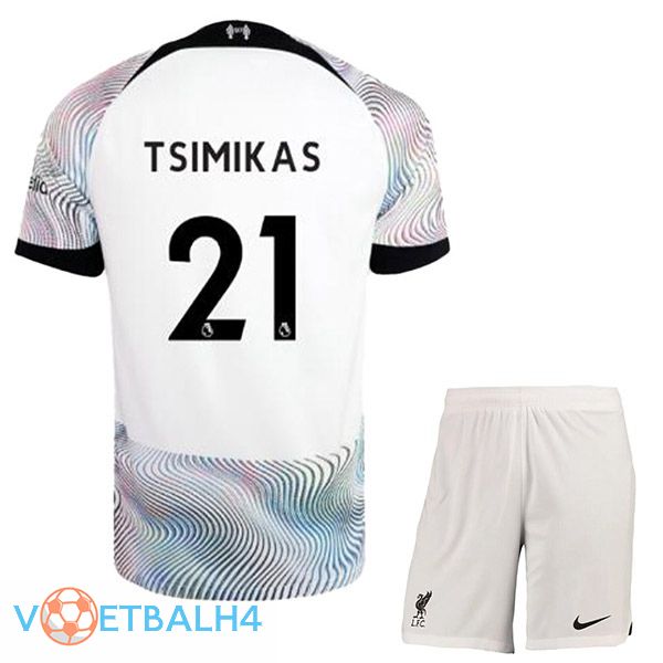 FC Liverpool (TSIMIKAS 21) kinderen voetbal jersey uit wit 2022/2023