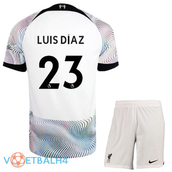 FC Liverpool (LUIS DÍAZ 23) kinderen voetbal jersey uit wit 2022/2023