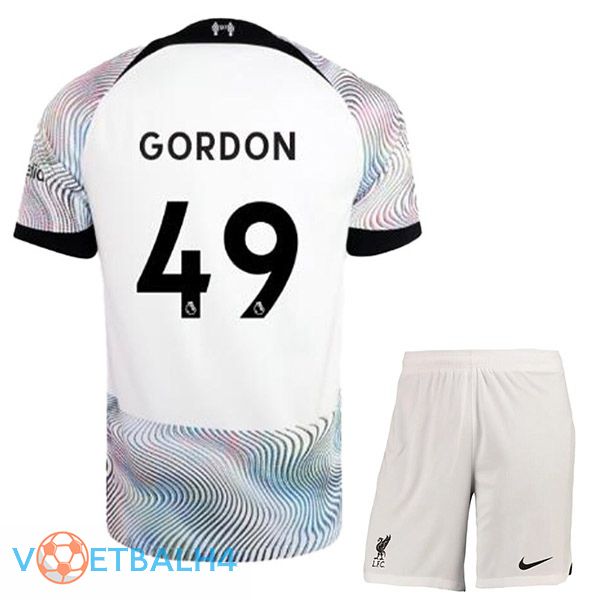 FC Liverpool (GORDON 49) kinderen voetbal jersey uit wit 2022/2023