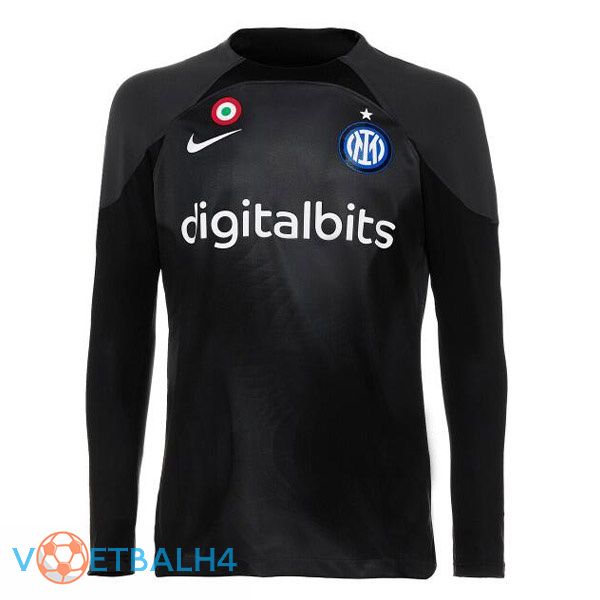 Inter Milan doelman voetbal jerseys lange mouwzwart 2022-2023