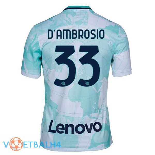 Inter Milan (D'AMBROSIO 33) voetbal jerseys uit wit groente 2022-2023