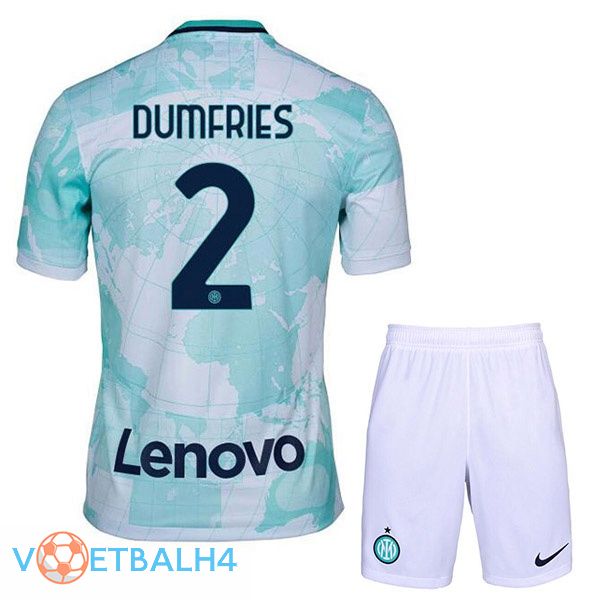 Inter Milan (DUMFRIES 2) kinderen voetbal jerseys uit wit groente 2022-2023