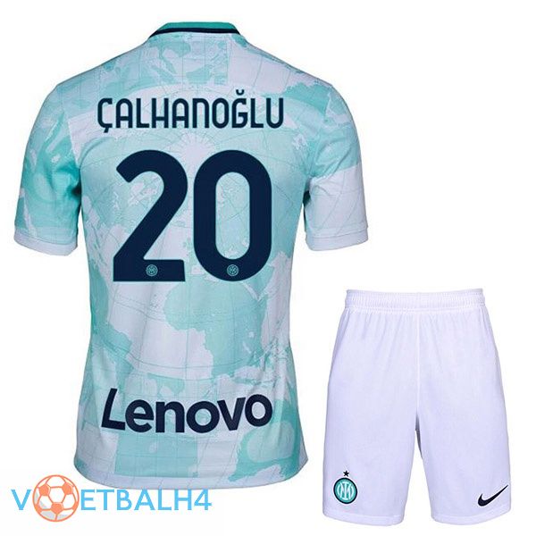 Inter Milan (ÇALHANOĞLU 20) kinderen voetbal jerseys uit wit groente 2022-2023