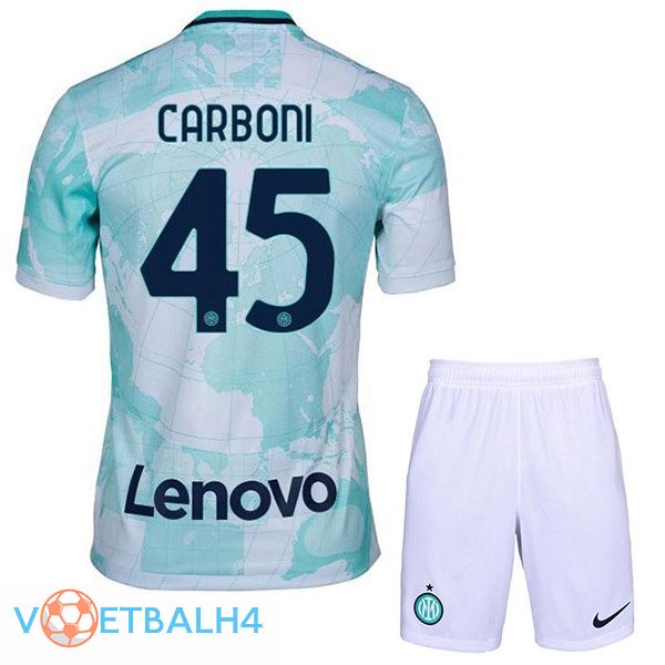 Inter Milan (CARBONI 45) kinderen voetbal jerseys uit wit groente 2022-2023