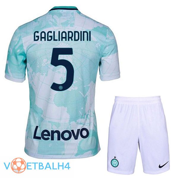 Inter Milan (GAGLIARDINI 5) kinderen voetbal jerseys uit wit groente 2022-2023