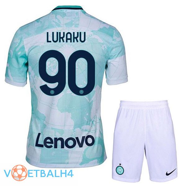 Inter Milan (LUKAKU 90) kinderen voetbal jerseys uit wit groente 2022-2023