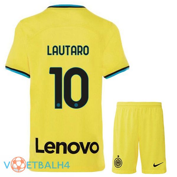 Inter Milan (LAUTARO 10) kinderen voetbal jersey derde geel 2022/2023