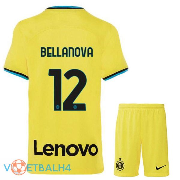 Inter Milan (BELLANOVA 12) kinderen voetbal jersey derde geel 2022/2023