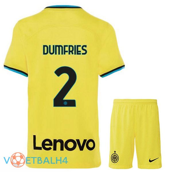 Inter Milan (DUMFRIES 2) kinderen voetbal jersey derde geel 2022/2023