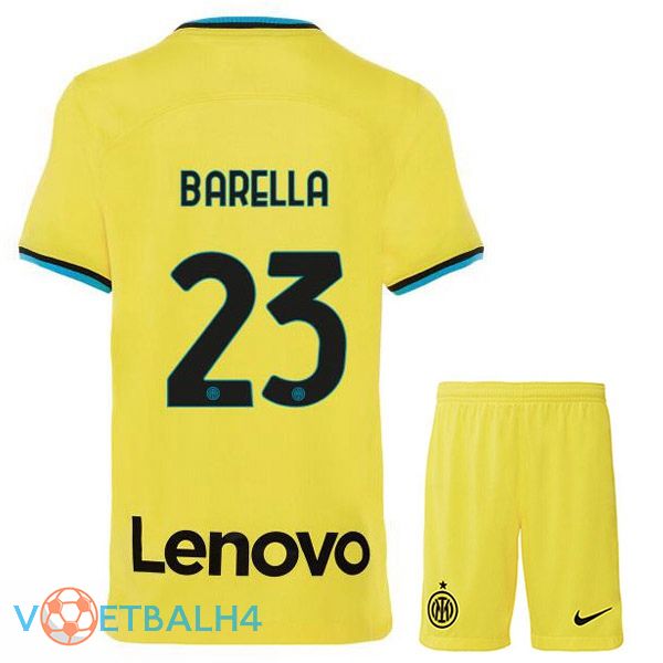 Inter Milan (BARELLA 23) kinderen voetbal jersey derde geel 2022/2023