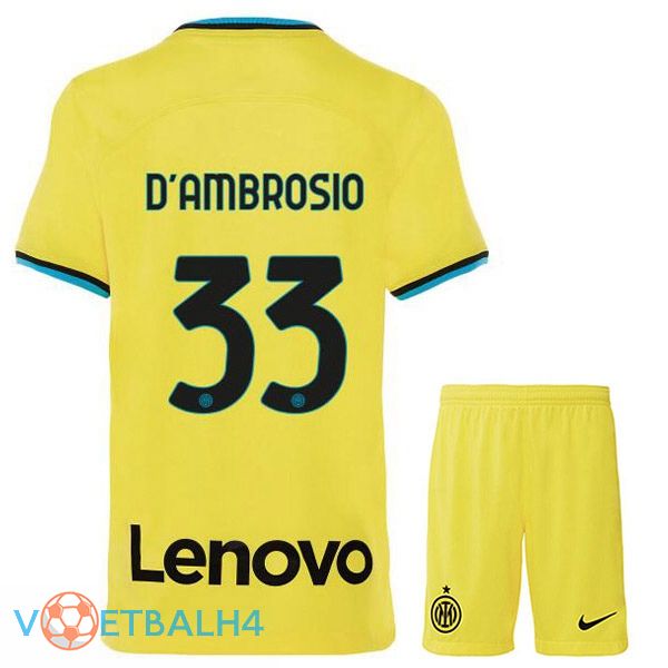 Inter Milan (D'AMBROSIO 33) kinderen voetbal jersey derde geel 2022/2023