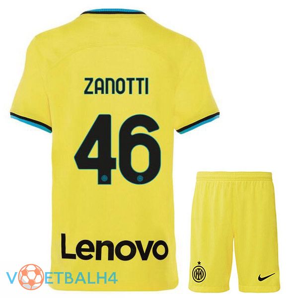 Inter Milan (ZANOTTI 46) kinderen voetbal jersey derde geel 2022/2023