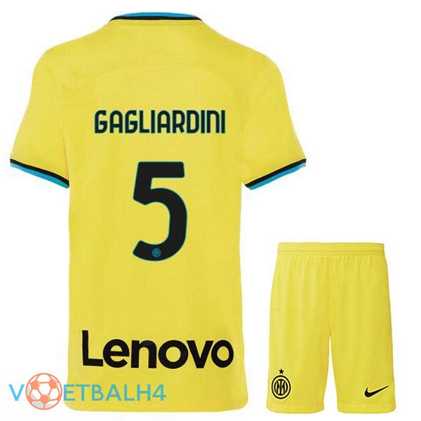 Inter Milan (GAGLIARDINI 5) kinderen voetbal jersey derde geel 2022/2023