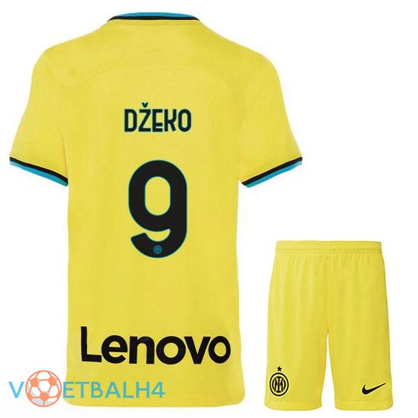 Inter Milan (DŽEKO 9) kinderen voetbal jersey derde geel 2022/2023