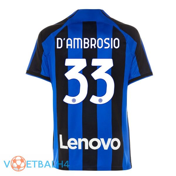 Inter Milan (D'AMBROSIO 33) voetbal jersey thuis zwart blauw 2022/2023