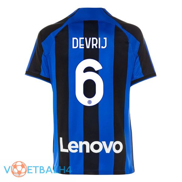 Inter Milan (DE VRIJ 6) voetbal jersey thuis zwart blauw 2022/2023