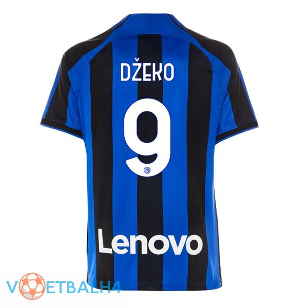 Inter Milan (DŽEKO 9) voetbal jersey thuis zwart blauw 2022/2023