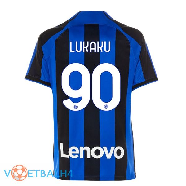 Inter Milan (LUKAKU 90) voetbal jersey thuis zwart blauw 2022/2023