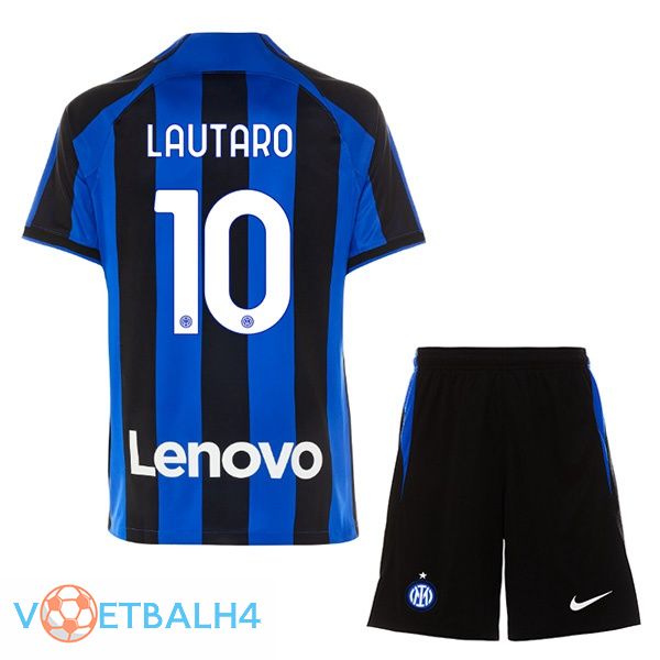 Inter Milan (LAUTARO 10) kinderen voetbal jersey thuis zwart blauw 2022/2023