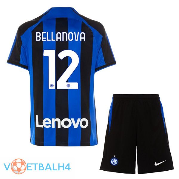 Inter Milan (BELLANOVA 12) kinderen voetbal jersey thuis zwart blauw 2022/2023