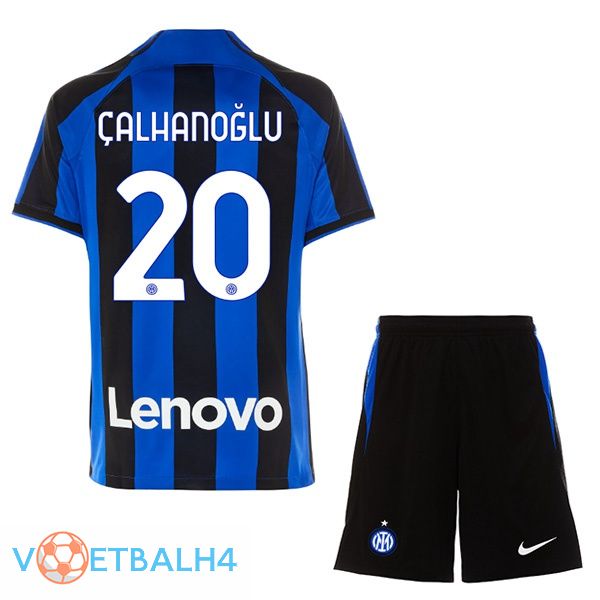 Inter Milan (ÇALHANOĞLU 20) kinderen voetbal jersey thuis zwart blauw 2022/2023