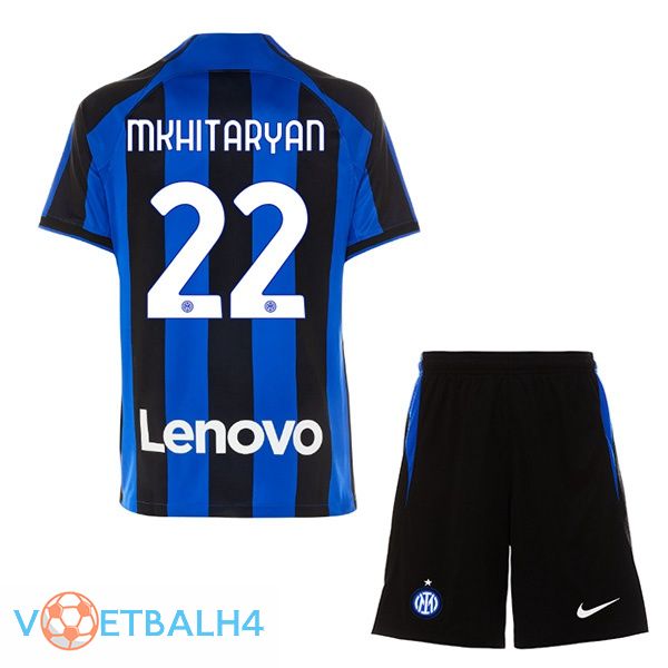 Inter Milan (MKHITARYAN 22) kinderen voetbal jersey thuis zwart blauw 2022/2023